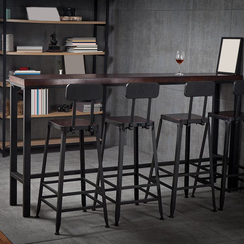 Industrial Bar Table Solid Wood Rectangle Pub Table for Outdoor Breakroom