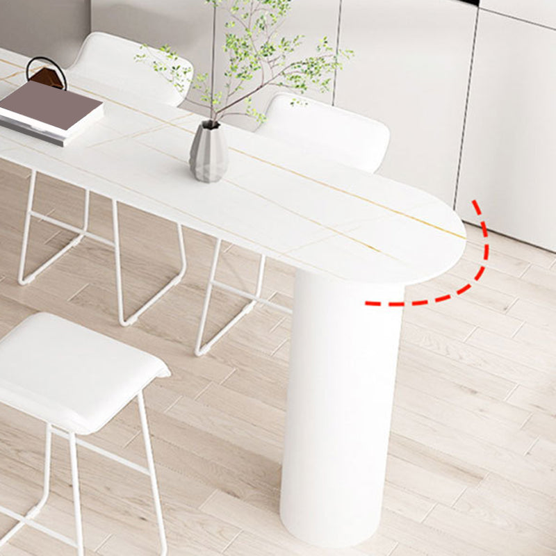 Glam Pub Height Dining Table Stone Top Pub Table for Patio Use