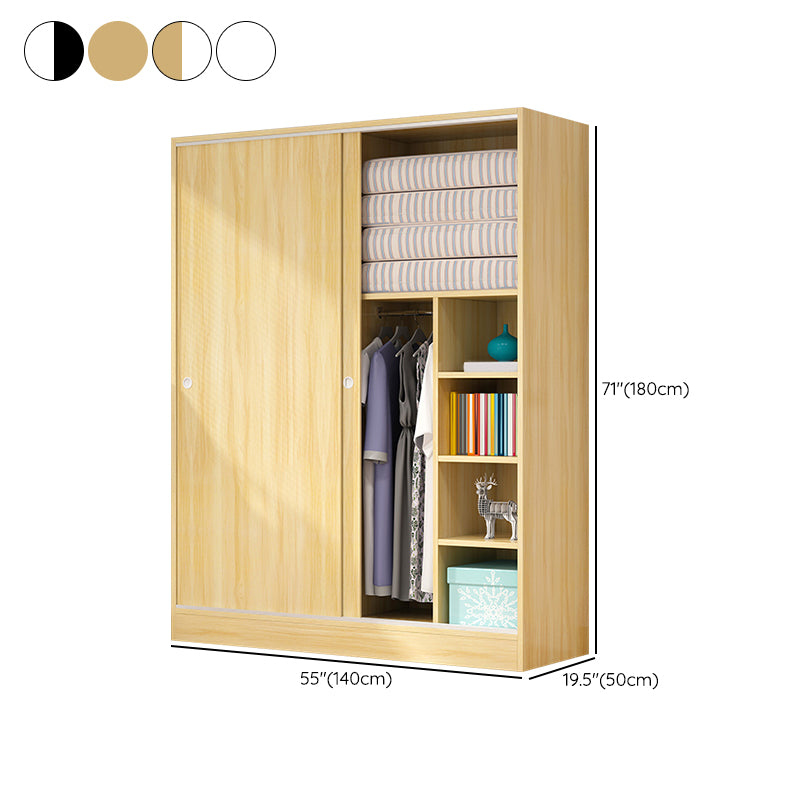 Engineered Wood Wardrobe Cabinet with Shelves Modern Wardrobe Closet