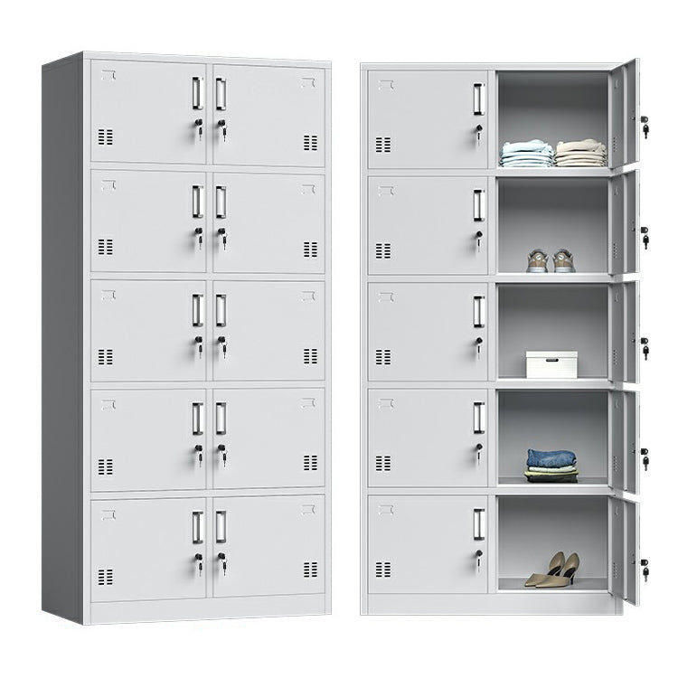 Contemporary Grey Storage Cabinet Metal Cabinet with Hinged Doors