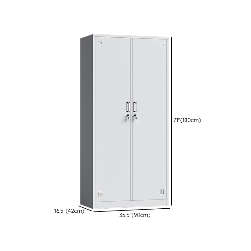 Contemporary Grey Storage Cabinet Metal Cabinet with Hinged Doors