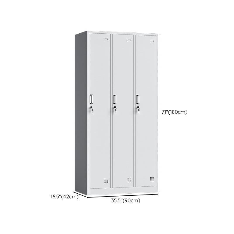 Contemporary Grey Storage Cabinet Metal Cabinet with Hinged Doors