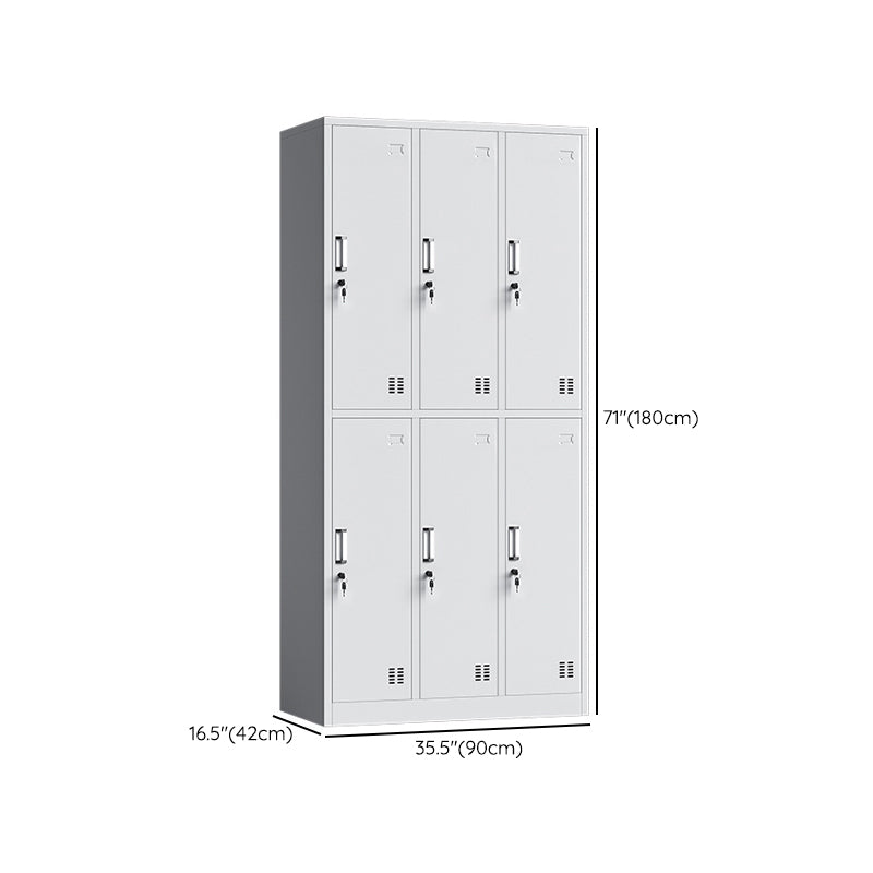 Contemporary Grey Storage Cabinet Metal Cabinet with Hinged Doors