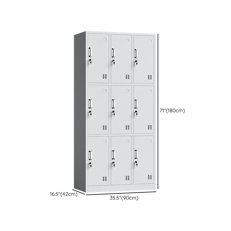 Contemporary Grey Storage Cabinet Metal Cabinet with Hinged Doors