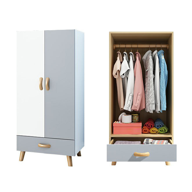 Matte Finish Cabinet with Clothes Rail Modern Hinged Door Wardrobe for Home