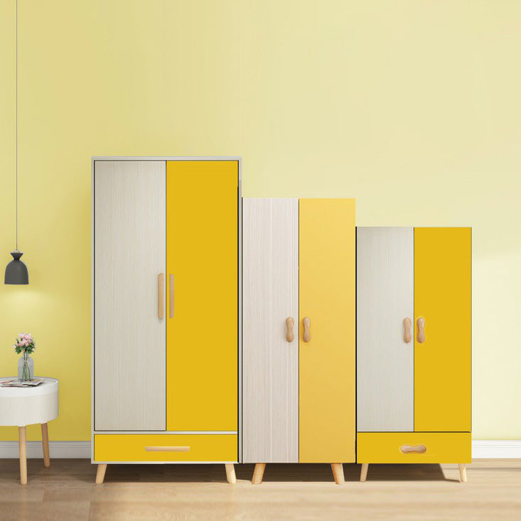 Matte Finish Cabinet with Clothes Rail Modern Hinged Door Wardrobe for Home