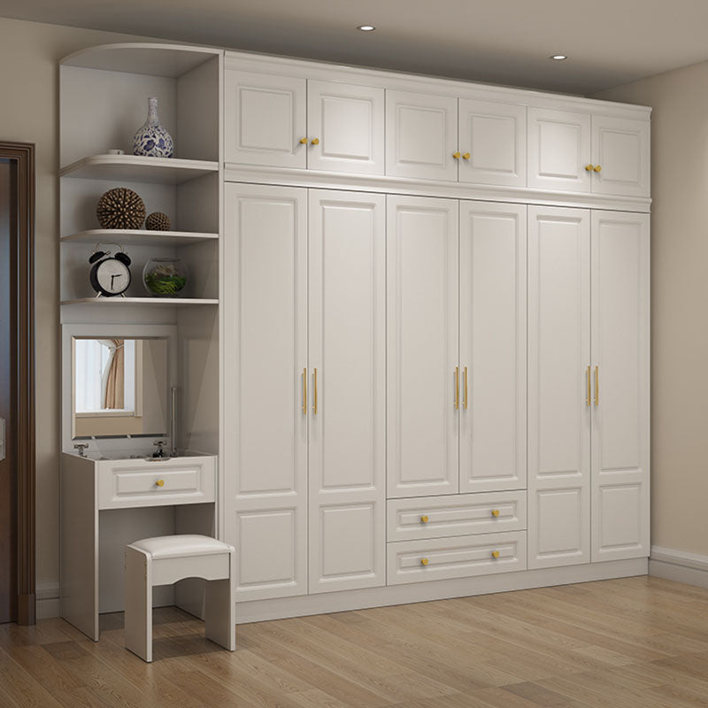 Manufactured Wood White Wardrobe for Home Modern Cabinet with Drawers