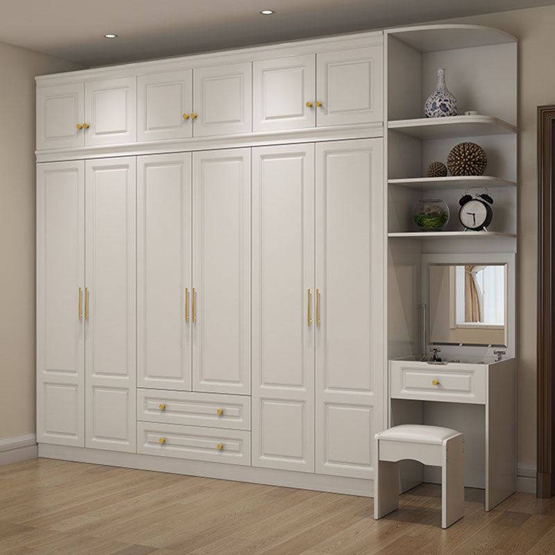 Manufactured Wood White Wardrobe for Home Modern Cabinet with Drawers