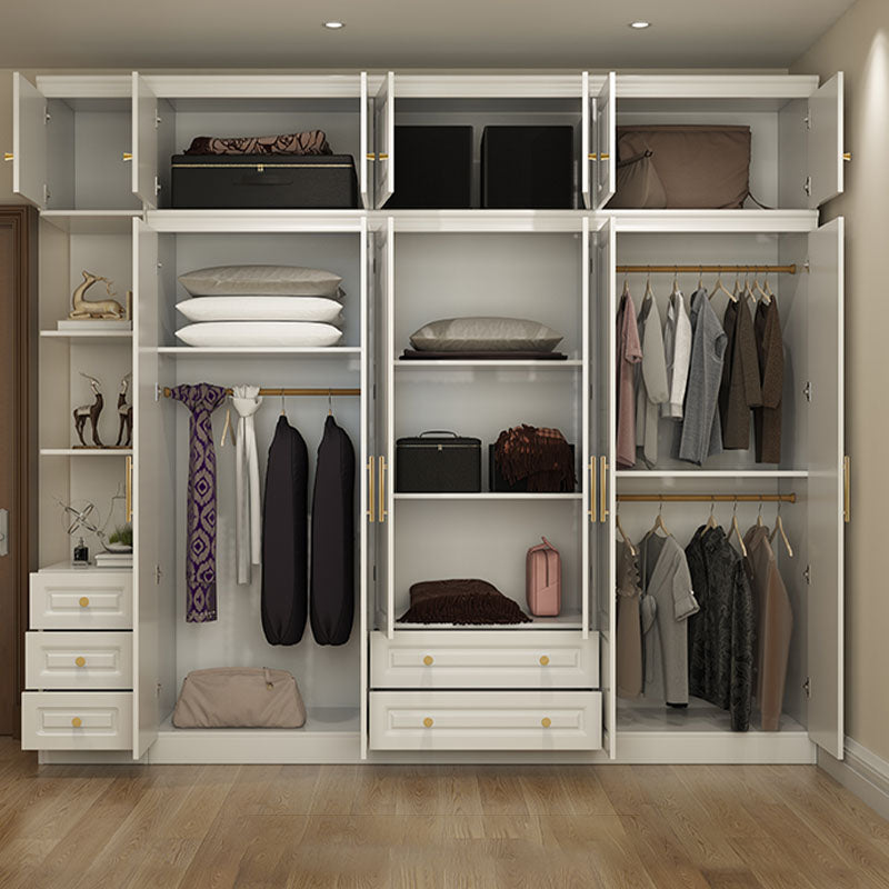 Manufactured Wood White Wardrobe for Home Modern Cabinet with Drawers