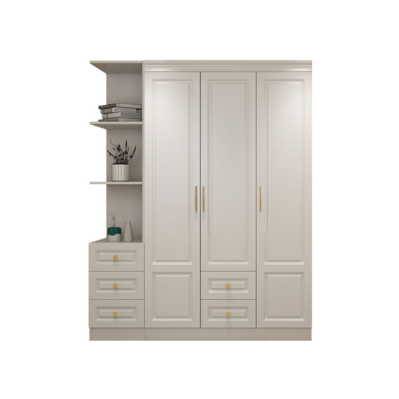 Manufactured Wood White Wardrobe for Home Modern Cabinet with Drawers