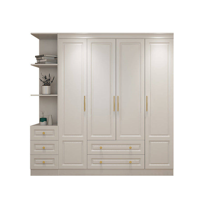 Manufactured Wood White Wardrobe for Home Modern Cabinet with Drawers