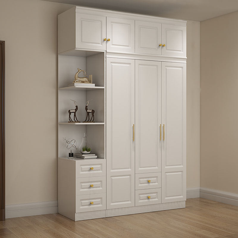 Manufactured Wood White Wardrobe for Home Modern Cabinet with Drawers