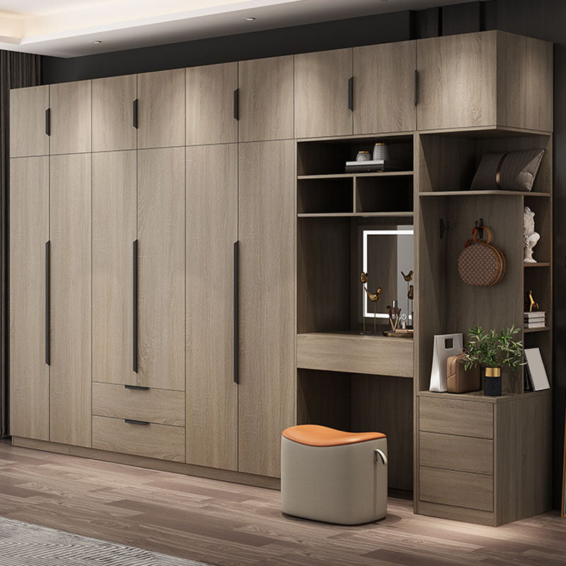 Brown Manufactured Wood Wardrobe Modern Cabinet with Drawers