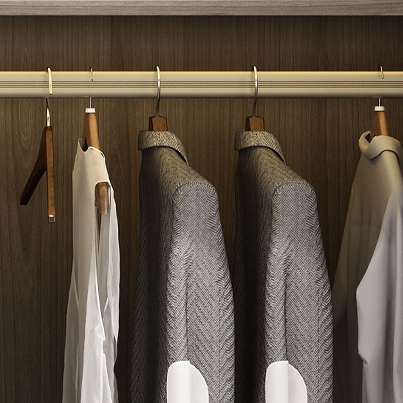 Brown Manufactured Wood Wardrobe Modern Cabinet with Drawers