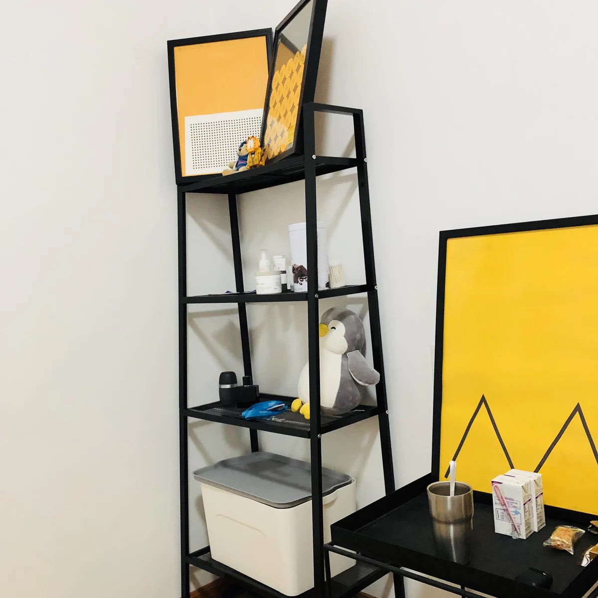 Contemporary Metal Bookcase Open Shelf Bookshelf for Study Room