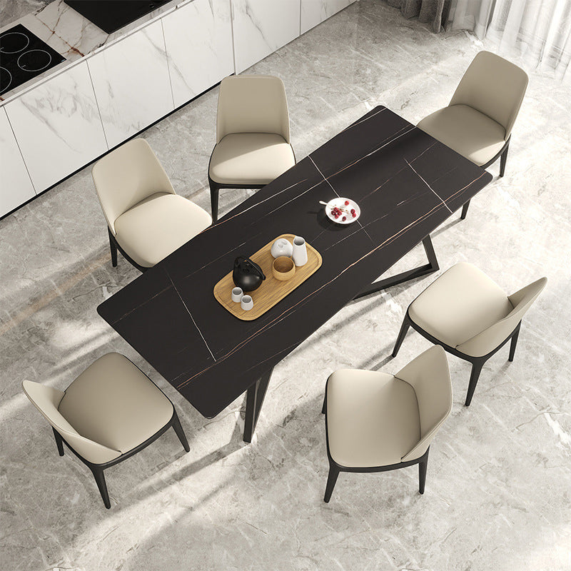 Black Stone Top Table Set for Home 1/2/5/6/7 Pieces Modern Dinette Set