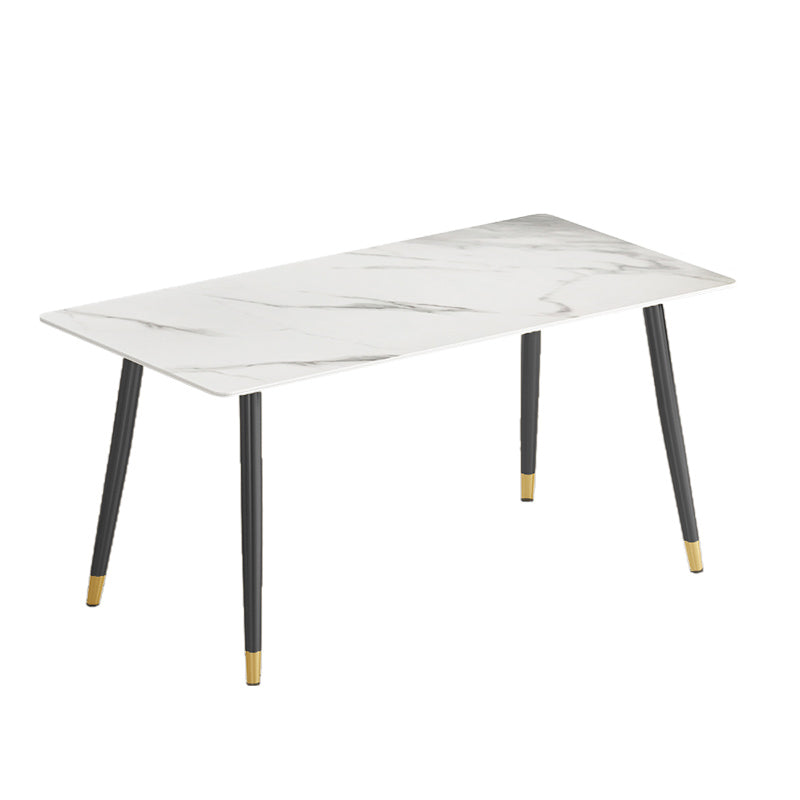 Glossy White Dining Table Set 1/4/5/7 Pieces Stone Dinette Set for Kitchen