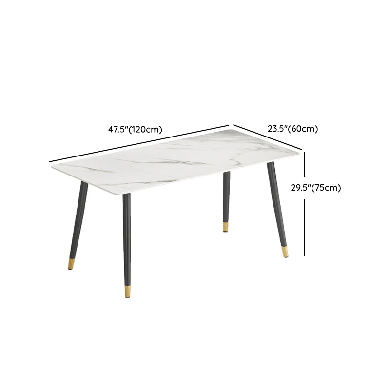 Glossy White Dining Table Set 1/4/5/7 Pieces Stone Dinette Set for Kitchen