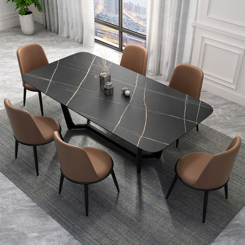 Metal Dinette Set with Padded Chairs 1/2/5/7 Pieces Black Stone Dining Table Set