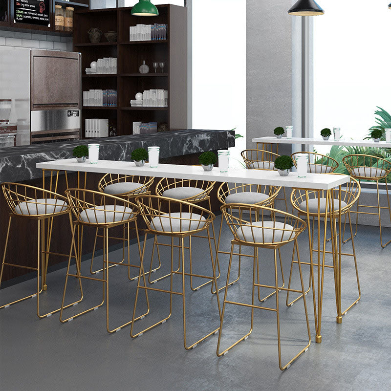 Solid Wood Bar Table Set Glam Rectangle 1/5/9 Pieces Counter Table