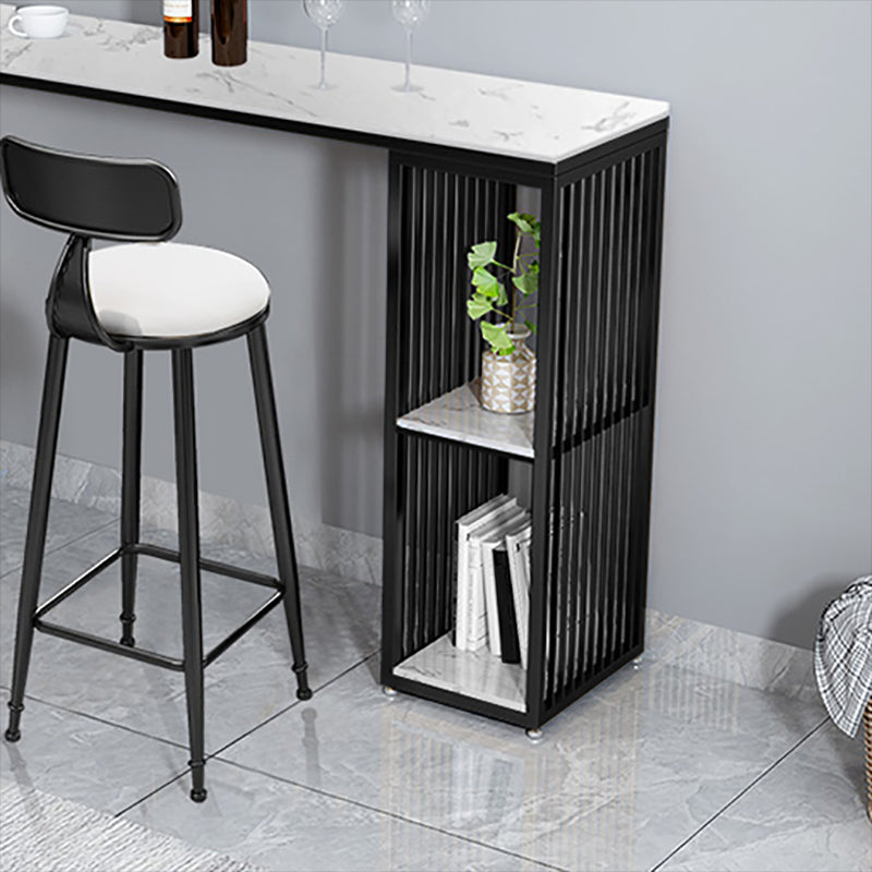 Modern Bar Table Set 1/3 Pieces Faux Marble Counter Table with Upholstered Stools