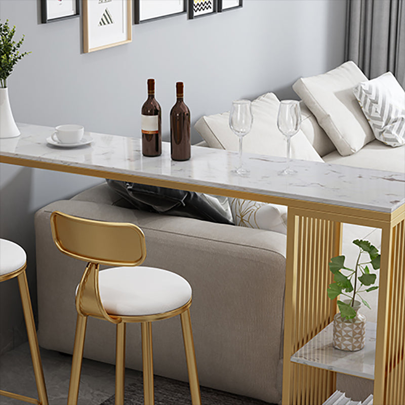 Modern Bar Table Set 1/3 Pieces Faux Marble Counter Table with Upholstered Stools