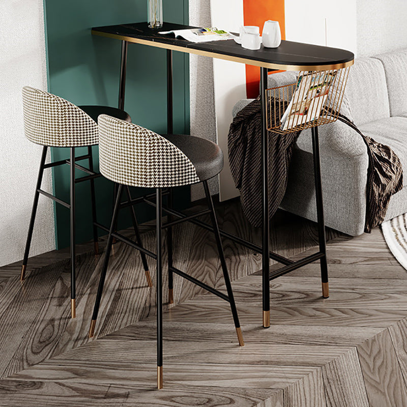 Modern Stone Bar Table Set 1/3 Pieces Counter Table with Solid Back Stools