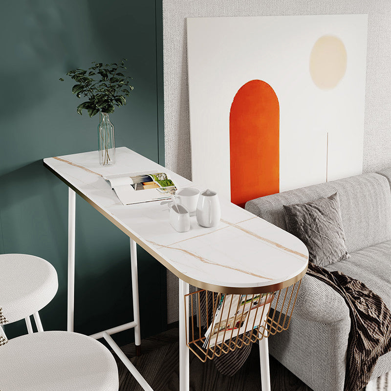 Modern Stone Bar Table Set 1/3 Pieces Counter Table with Solid Back Stools