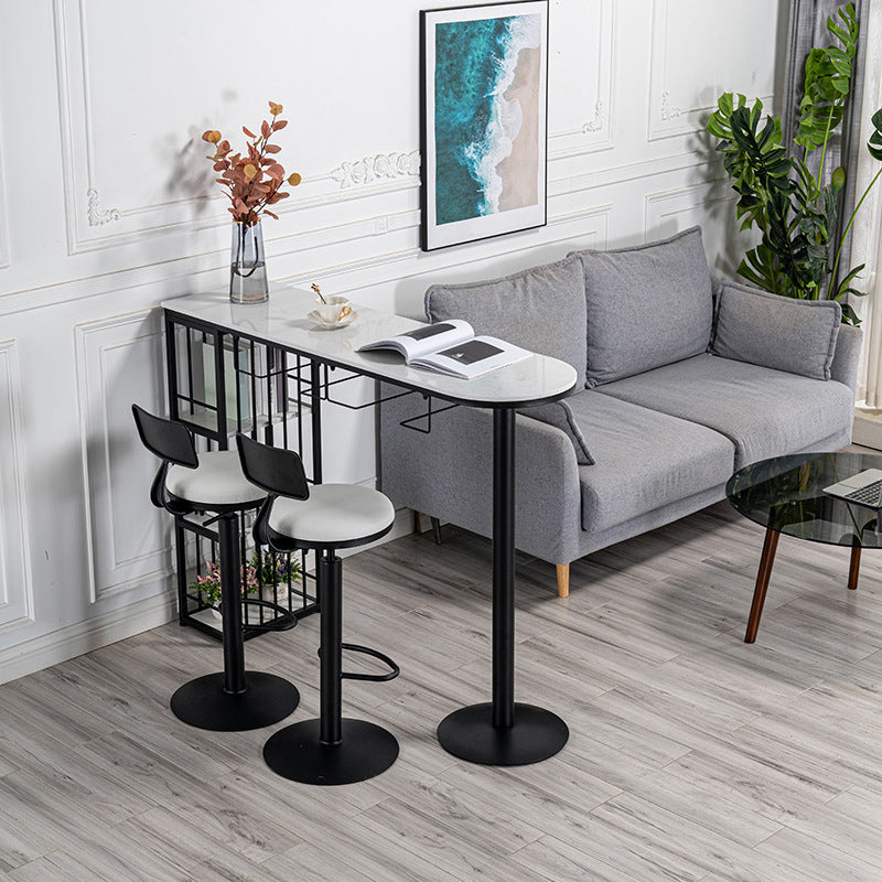 Modern Bar Table Set 1/3 Pieces Faux Marble Counter Counter Set for Dining Room