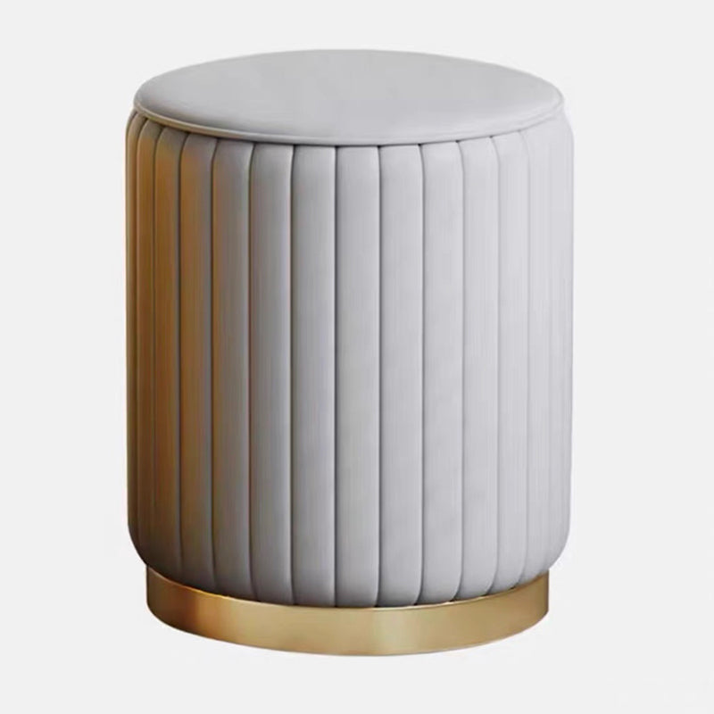 Faux Leather Pouf Cylinder Solid Water Resistant Modern Standard Ottoman