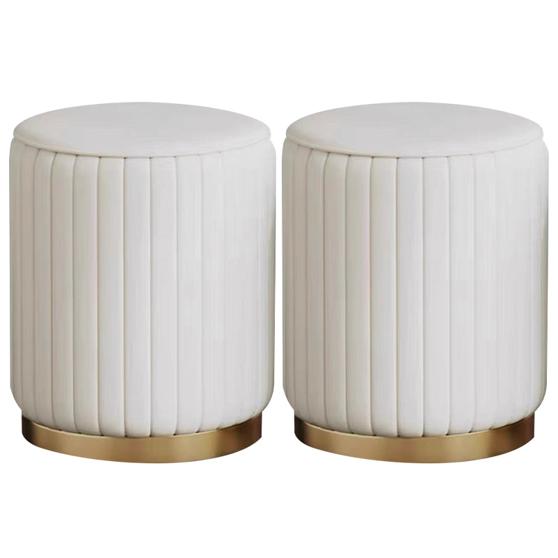 Faux Leather Pouf Cylinder Solid Water Resistant Modern Standard Ottoman