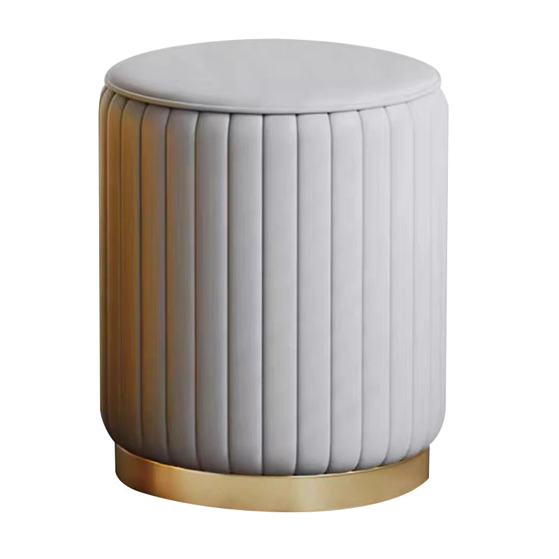 Faux Leather Pouf Cylinder Solid Water Resistant Modern Standard Ottoman