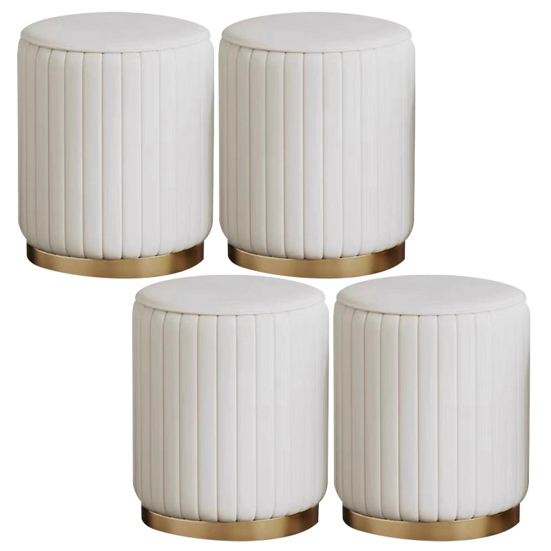 Faux Leather Pouf Cylinder Solid Water Resistant Modern Standard Ottoman