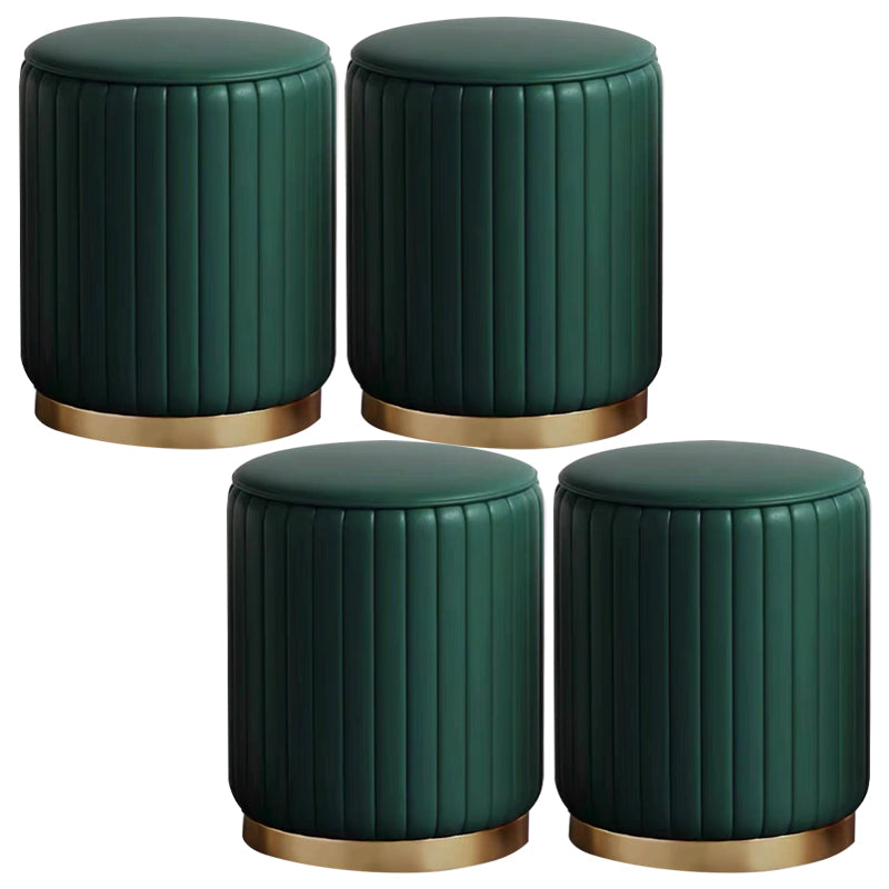 Faux Leather Pouf Cylinder Solid Water Resistant Modern Standard Ottoman