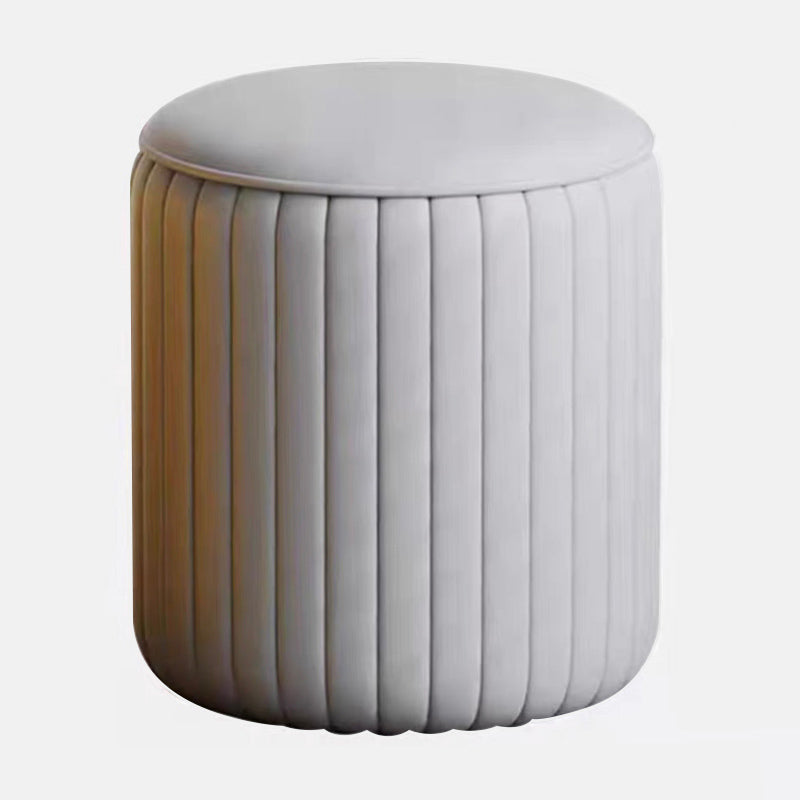 Faux Leather Pouf Cylinder Solid Water Resistant Modern Standard Ottoman