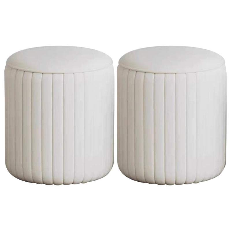 Faux Leather Pouf Cylinder Solid Water Resistant Modern Standard Ottoman