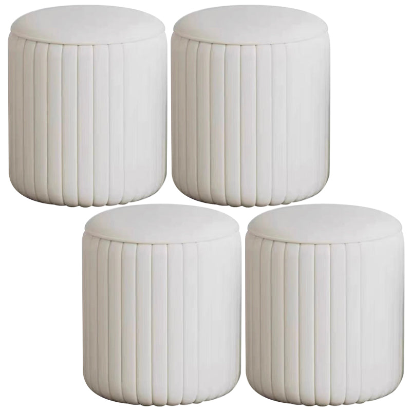 Faux Leather Pouf Cylinder Solid Water Resistant Modern Standard Ottoman