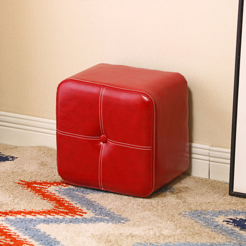 Contemporary Rectangle Shape Ottoman Faux Leather Standard with Tufted