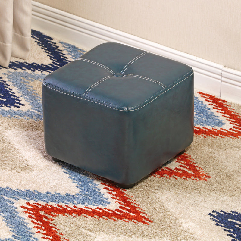Contemporary Rectangle Shape Ottoman Faux Leather Standard with Tufted