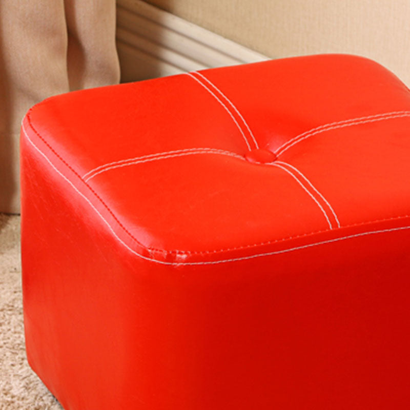 Contemporary Rectangle Shape Ottoman Faux Leather Standard with Tufted