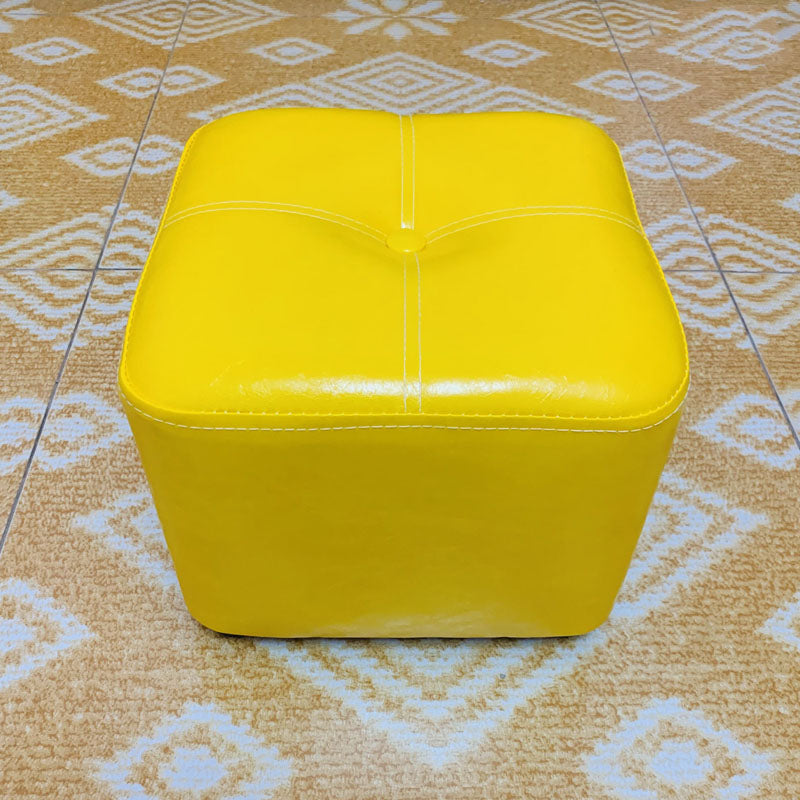 Contemporary Rectangle Shape Ottoman Faux Leather Standard with Tufted