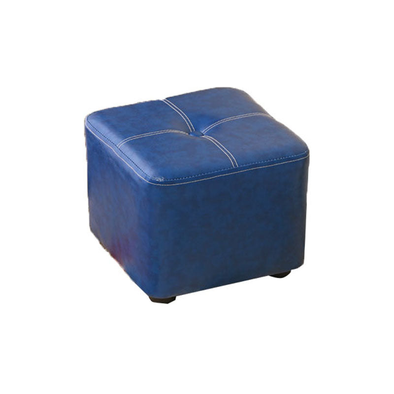 Contemporary Rectangle Shape Ottoman Faux Leather Standard with Tufted