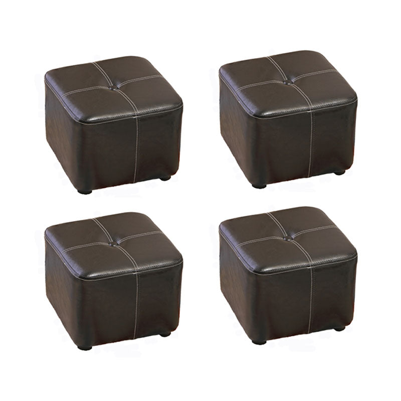 Contemporary Rectangle Shape Ottoman Faux Leather Standard with Tufted