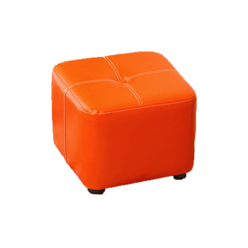 Contemporary Rectangle Shape Ottoman Faux Leather Standard with Tufted