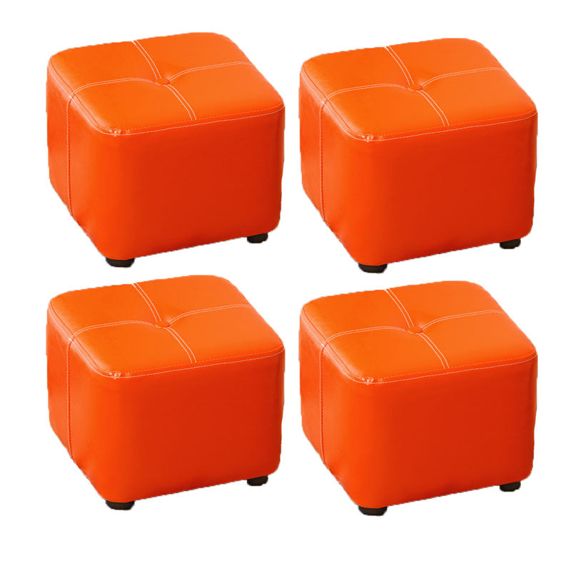 Contemporary Rectangle Shape Ottoman Faux Leather Standard with Tufted