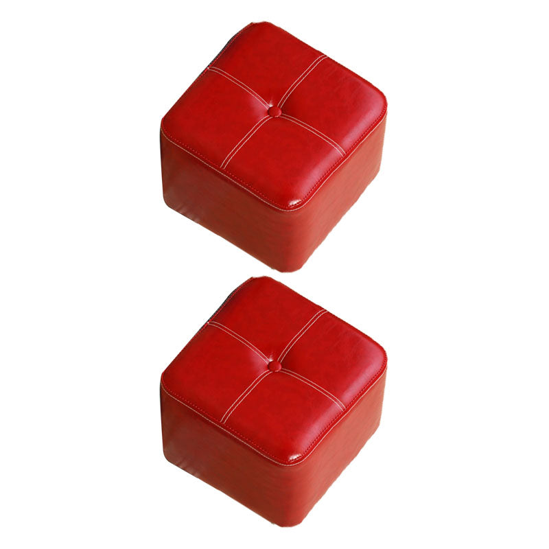 Contemporary Rectangle Shape Ottoman Faux Leather Standard with Tufted