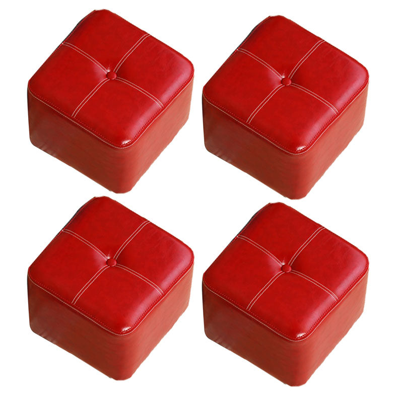 Contemporary Rectangle Shape Ottoman Faux Leather Standard with Tufted