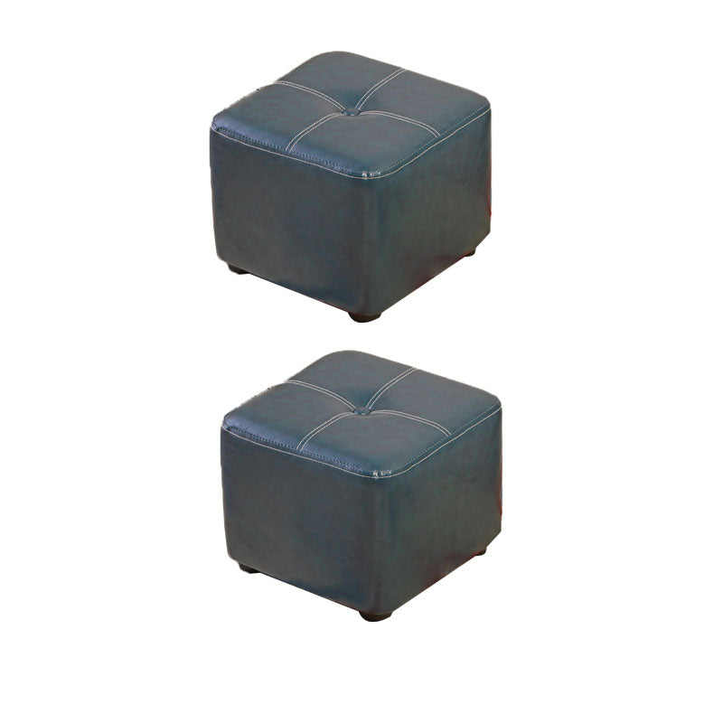 Contemporary Rectangle Shape Ottoman Faux Leather Standard with Tufted