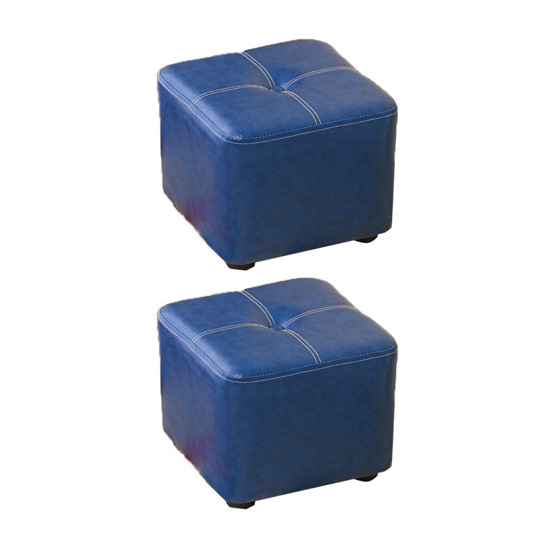 Contemporary Rectangle Shape Ottoman Faux Leather Standard with Tufted