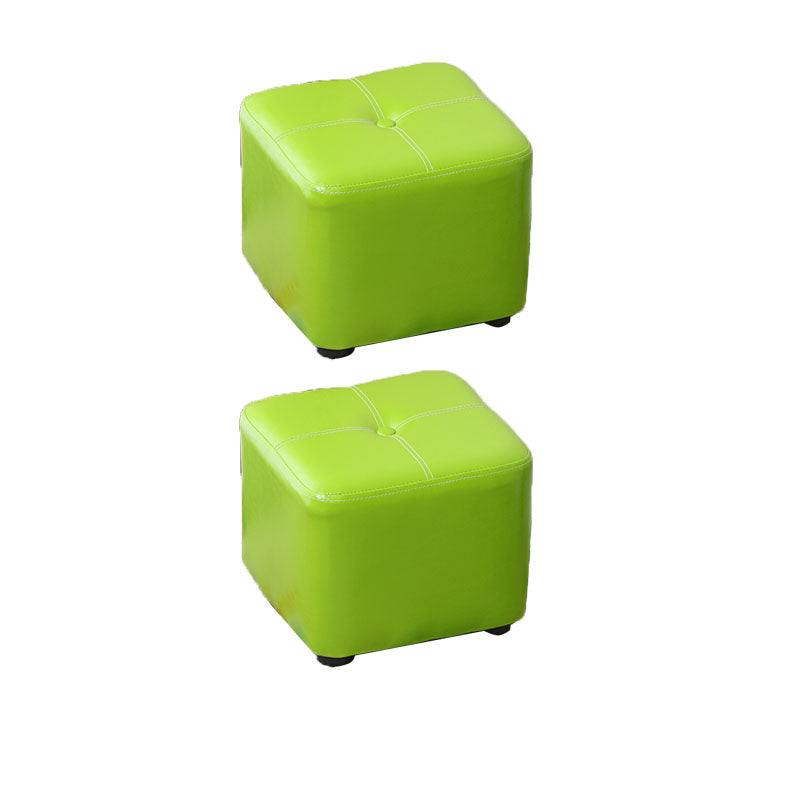 Contemporary Rectangle Shape Ottoman Faux Leather Standard with Tufted